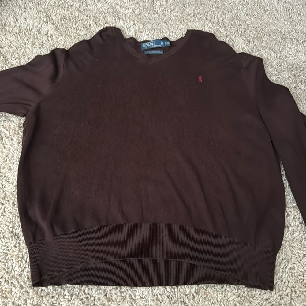 Men’s Polo Ralph Lauren Brown Cotton Sweater Size XXL
